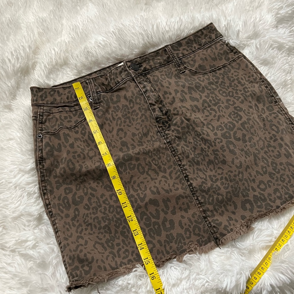 Mudd Skirt 13 juniors Fall leopard print denim cotton stretch large 🌻 - Picture 2 of 7